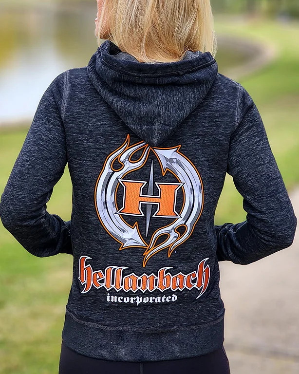 Refreshing Design Zen 3D Orange Patch Full-Zip Up Hoodie