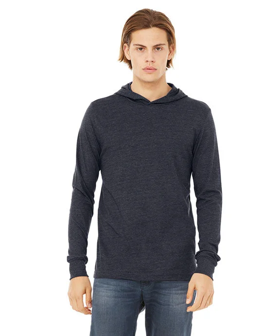 Breathable Comfort 3512 - Bella + Canvas Unisex Jersey Long-Sleeve Hooded T-Shirt | Heather Navy Breathable Comfort 3512 - Bella + Canvas Unisex Jersey Long-Sleeve Hooded T-Shirt | Heather Navy