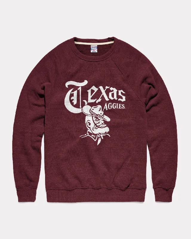 Sports Fitness Wear Texas A&M Vintage Pennant Maroon Crewneck
