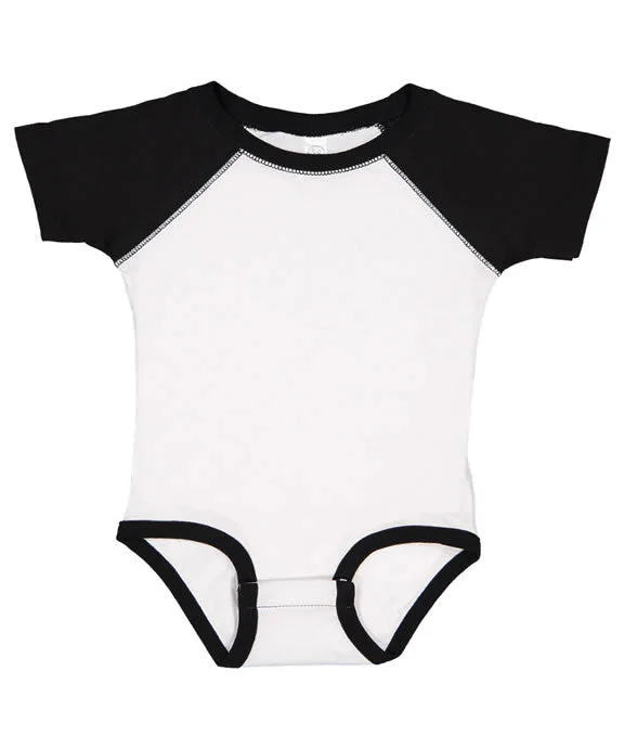 Soft Clothing RS4430 - Rabbit Skins Infant Baseball Bodysuit | White/Black