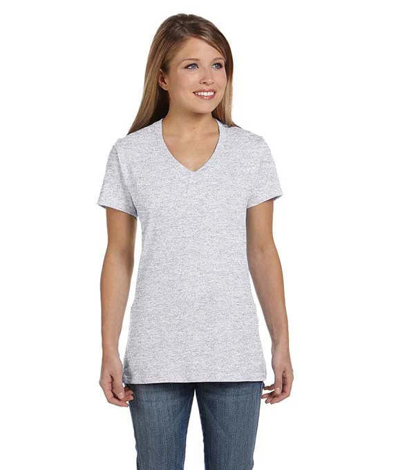 Energetic S04V - Hanes Ladies nano-T® V-Neck T-Shirt | Ash
