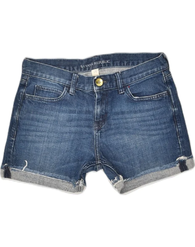 Fashionable And Versatile BANANA REPUBLIC Womens Denim Shorts W26 Small Navy Blue Cotton Fashionable And Versatile BANANA REPUBLIC Womens Denim Shorts W26 Small Navy Blue Cotton