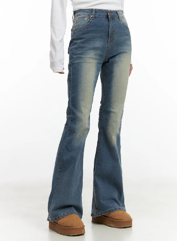 Street Sports Shoes Selena Chic Washed Bootcut Jeans CO424