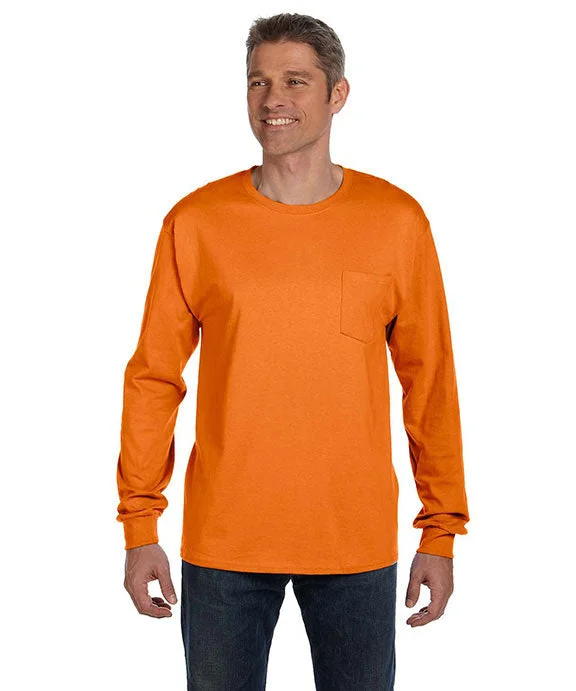 Classic Series 5596 - Hanes Mens Authentic-T Long-Sleeve Pocket T-Shirt | Orange