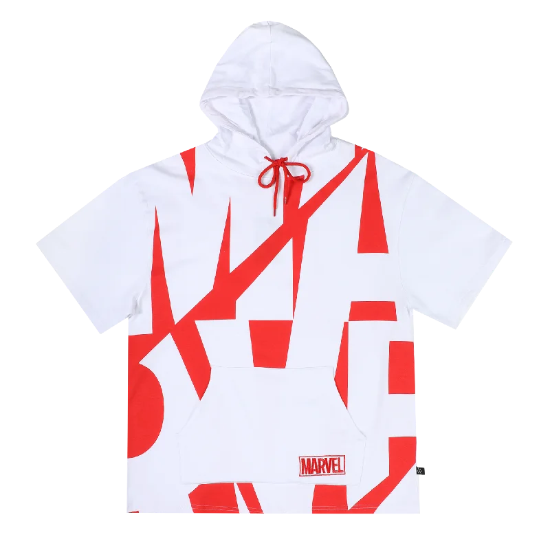 Luxe Comfort Marvel Logo Short Sleeve Hoodie