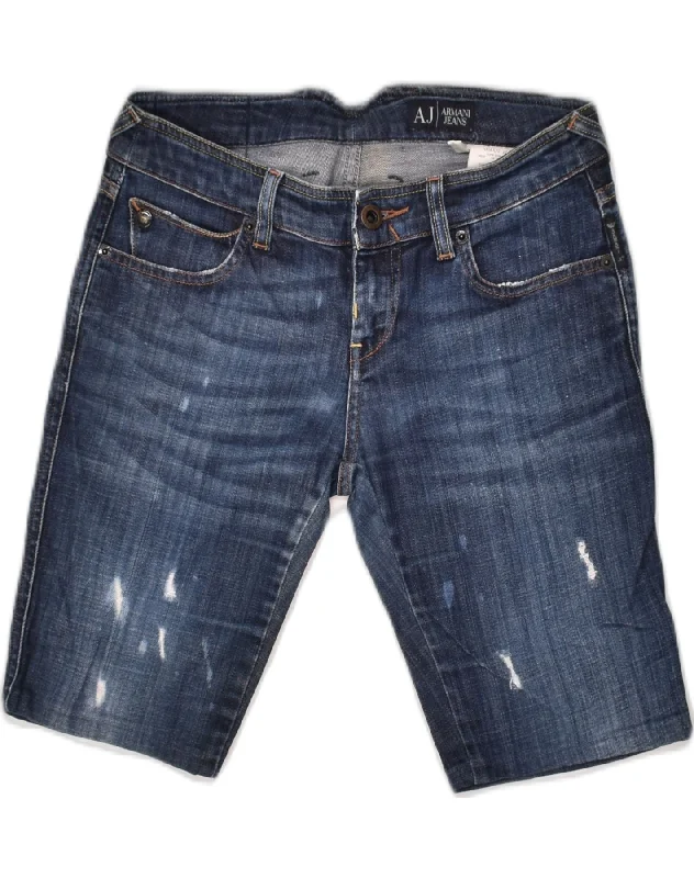 Sports And Leisure ARMANI Womens Denim Shorts W25 XS Navy Blue Cotton