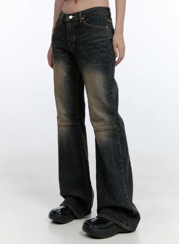 Knowledge And Elegance Kira Stitched Detail Bootcut Jeans CG414