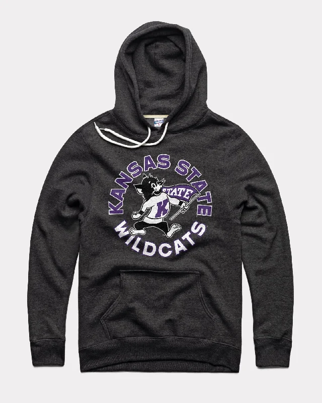 Simple Design K-State Wildcats Mascot Circle Black Hoodie