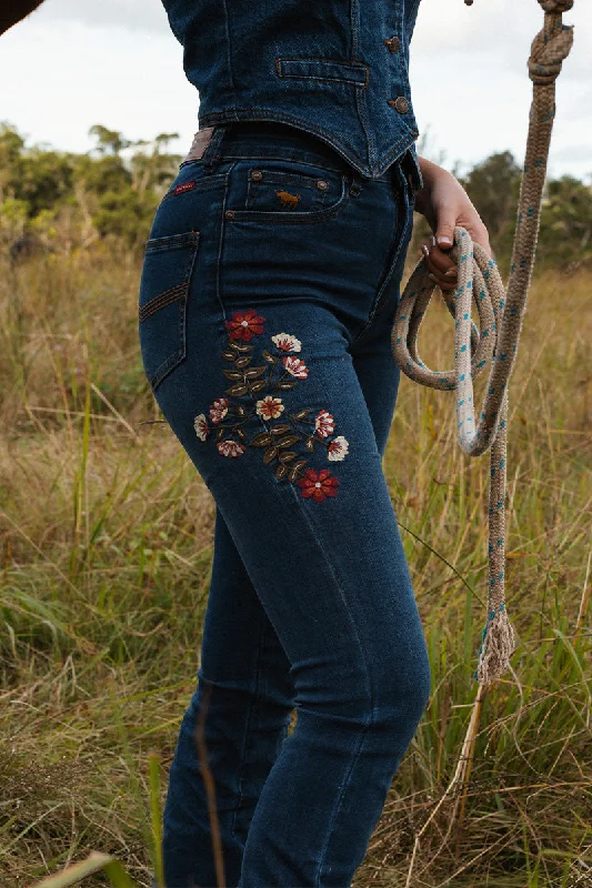 Fashionable Ease Penny Rodeo Womens High-Rise Bootleg Jeans - Classic Blue