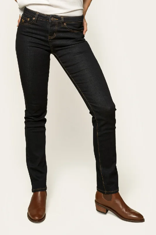 Printed pattern Victoria Womens Mid-Rise Straight-Leg Jeans - Dark Blue