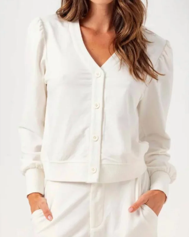 Moisture wicking Scout Cardigan In Coconut Milk