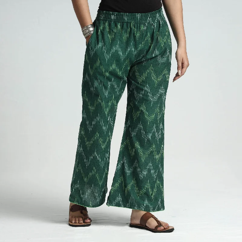 Practical Style Green - Pochampally Ikat Weave Cotton Elasticated Palazzo