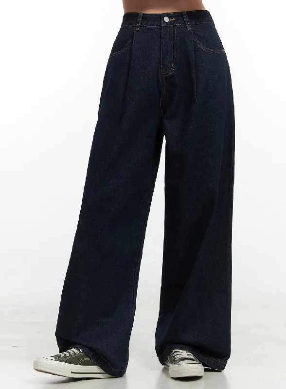 New Products Aspen Pintuck Wide Denim Jeans OO416