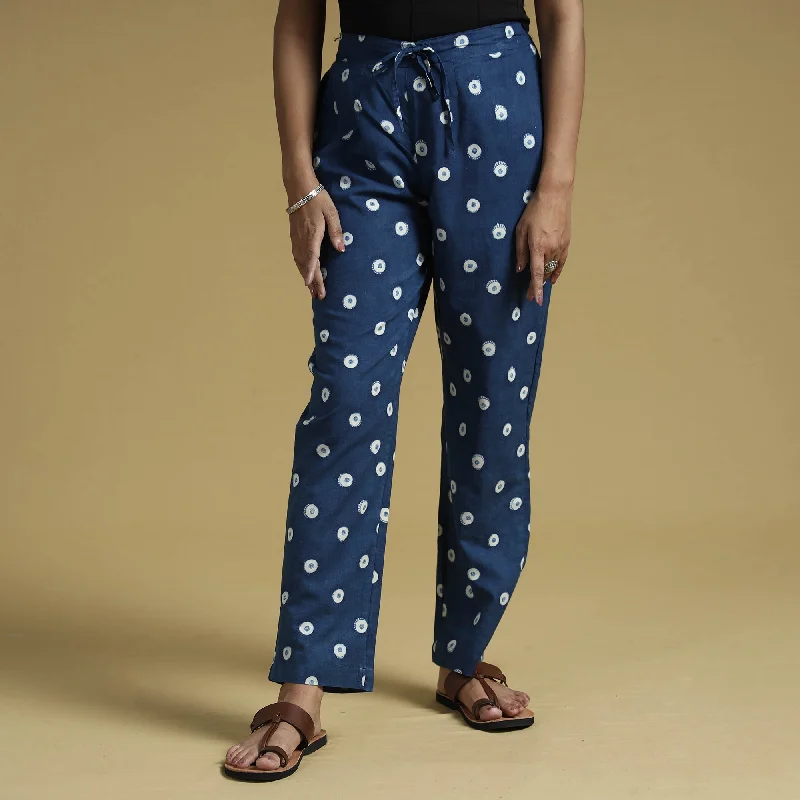 Warm Atmosphere Blue - Dabu Block Printing Cotton Pant