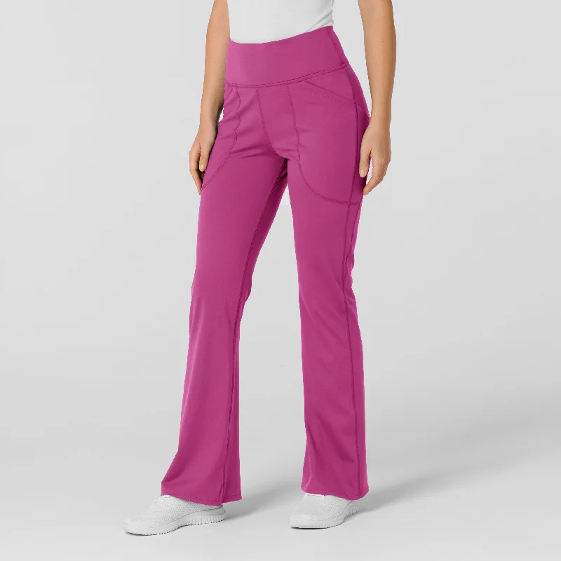 Luxury Temperament RENEW Knit Women's Flare Yoga Scrub Pant - Raspberry
