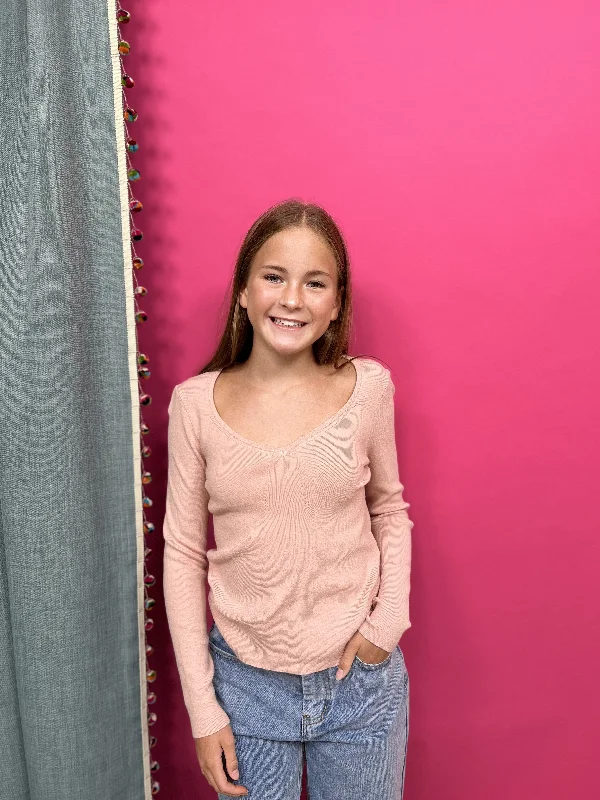Fashionable Ease Will I Be The One Junior's Ribbed Long Sleeve Sweater