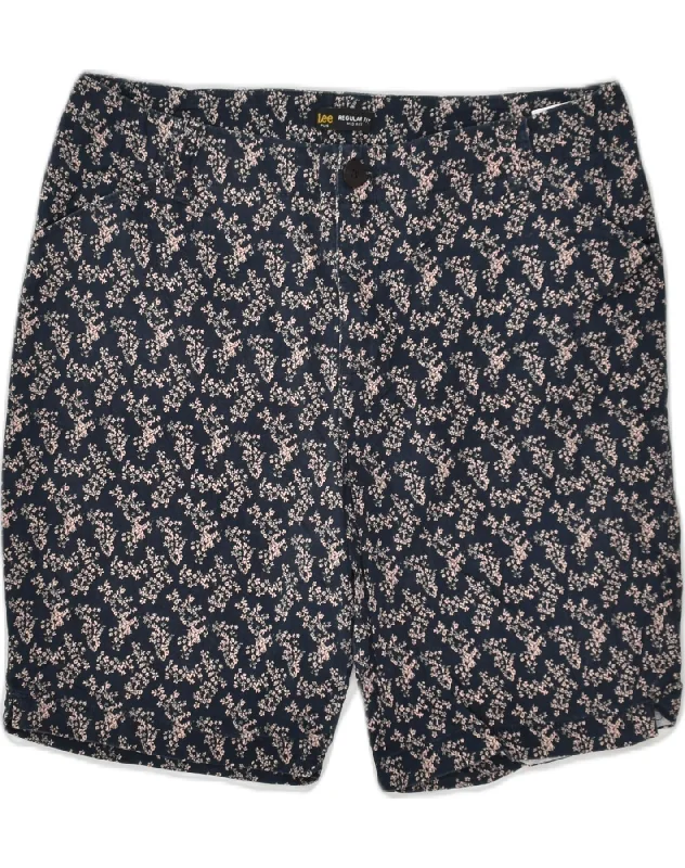 Fresh Comfort LEE Womens Regular Fit Casual Shorts US 16 2XL W36  Navy Blue Floral