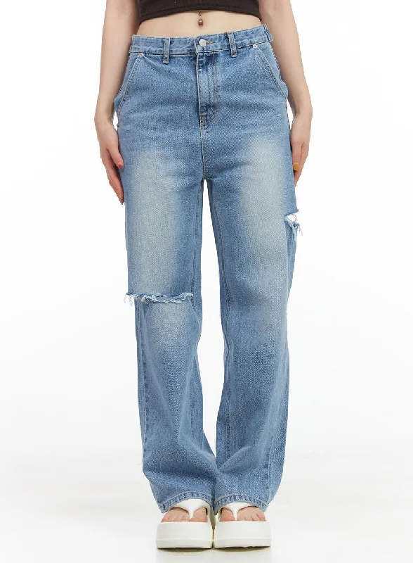 Sweet breath Jen Distressed Straight Jeans CG408