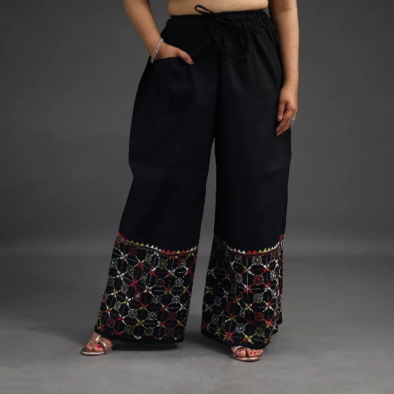 Design Must-have Black - Kantha Hand Embroidery Palazzo in Cotton 19