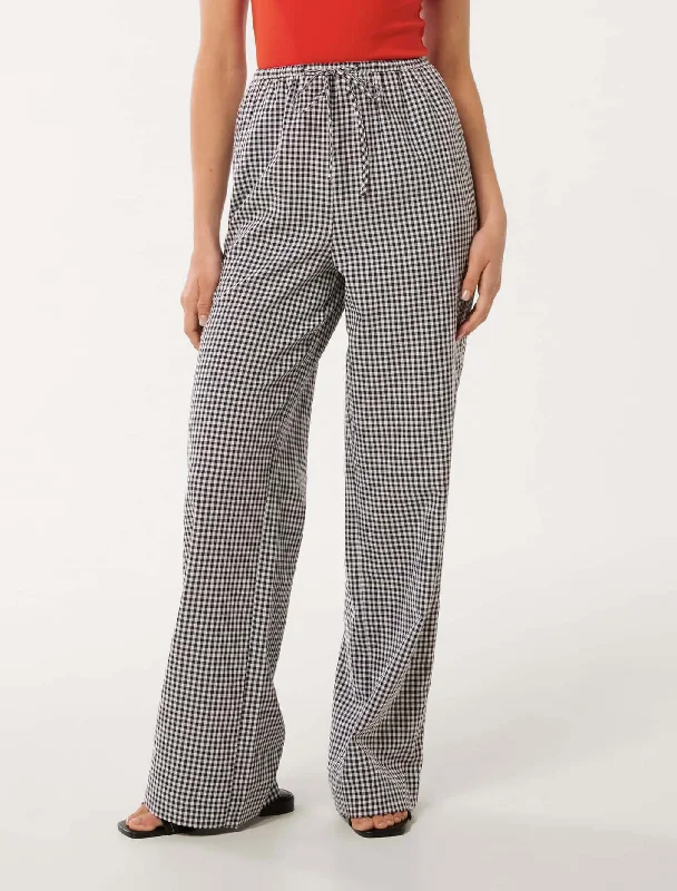Unique Fashion Minnie Gingham Wide Leg Pants