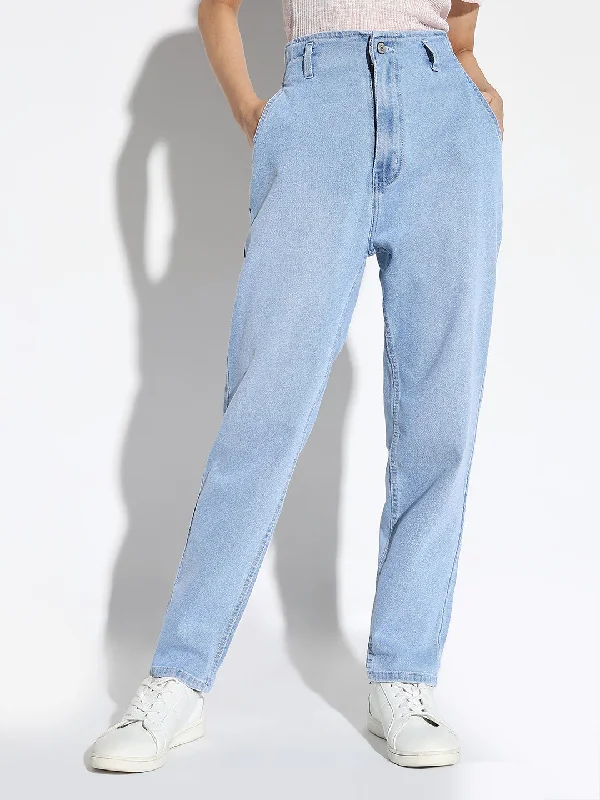 Retro Skirt Design Women Blue Mom Fit Jeans