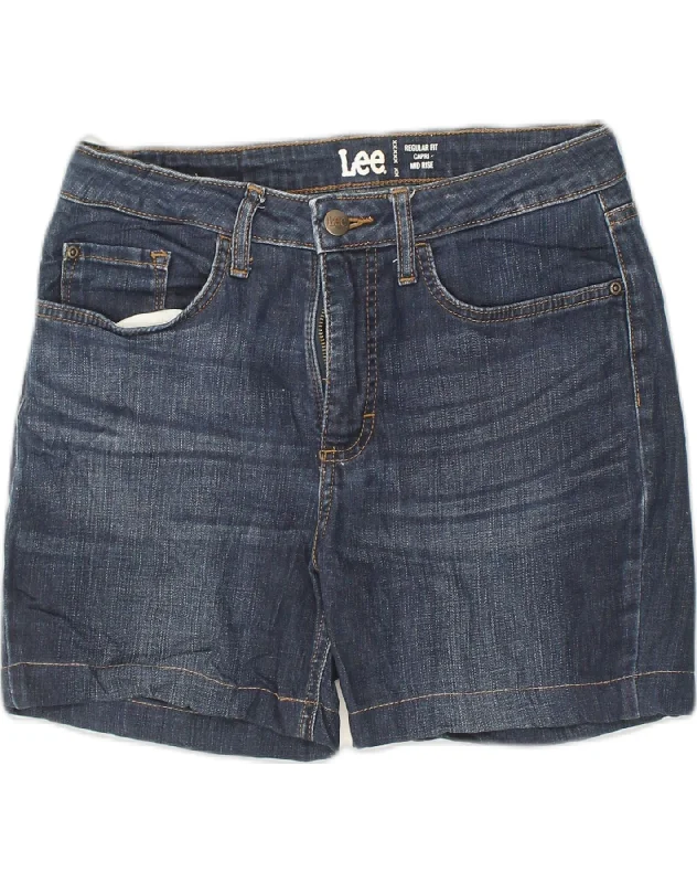 Lounge Chic LEE Womens Regular Fit Denim Shorts US 10 Large W30 Blue Cotton