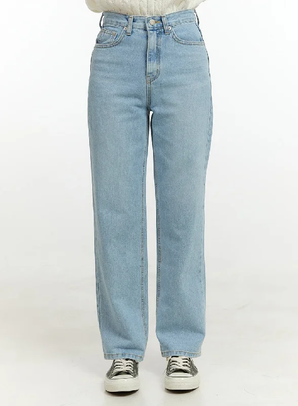 Street Fashion Light Washed Straight Jeans OL423