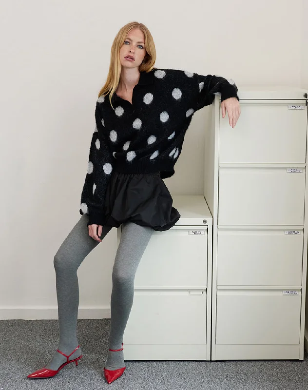 Elegant Wear Tamika Oversized Jumper in Polka Black