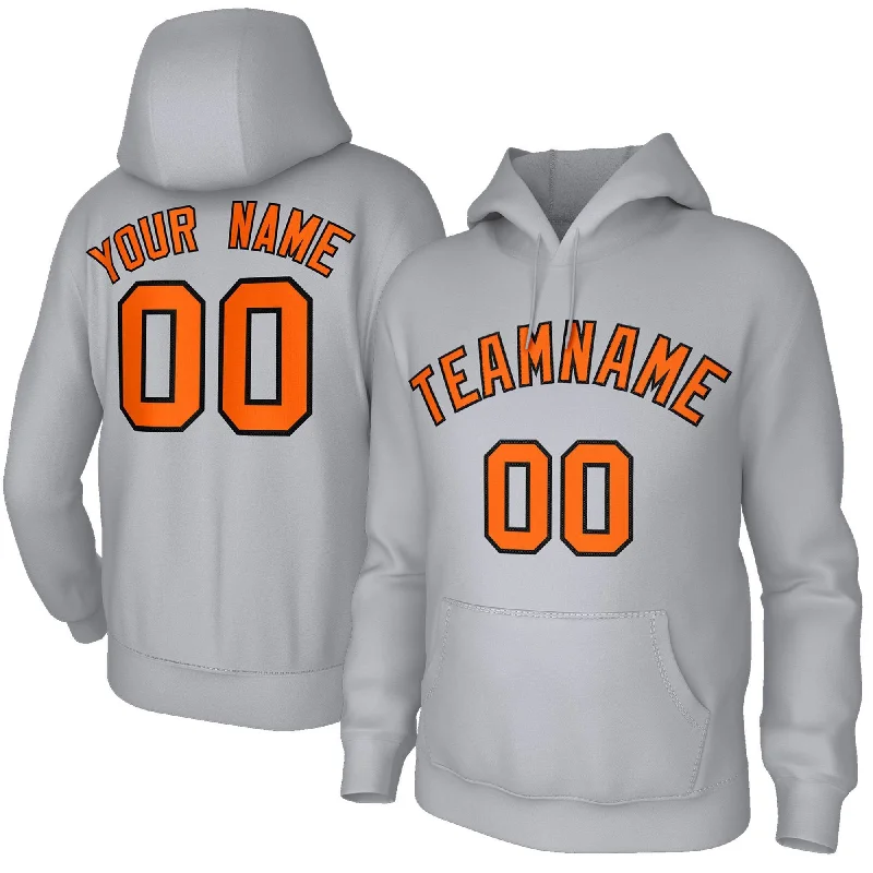 Retro Design Custom Stitched Gray Orange-Black Classic Style Hoodie Training Uniform
