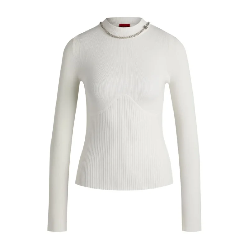 Trendy Looks Mock-neck sweater with chain collar trim