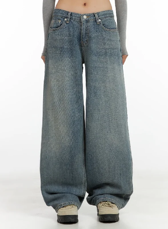Elegant And Lazy Nadia Washed Low-Waist Baggy Jeans CO424