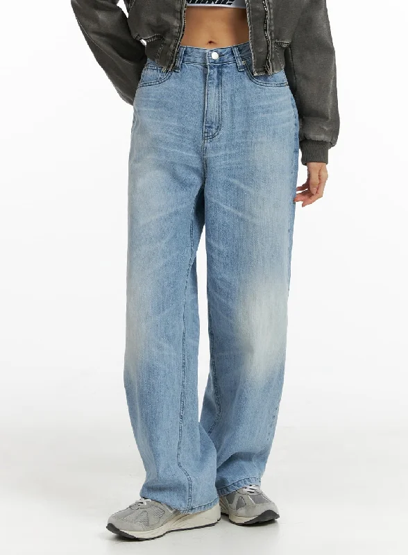 Fashion And Simplicity Cotton Cloud Washed Straight Jeans CM407