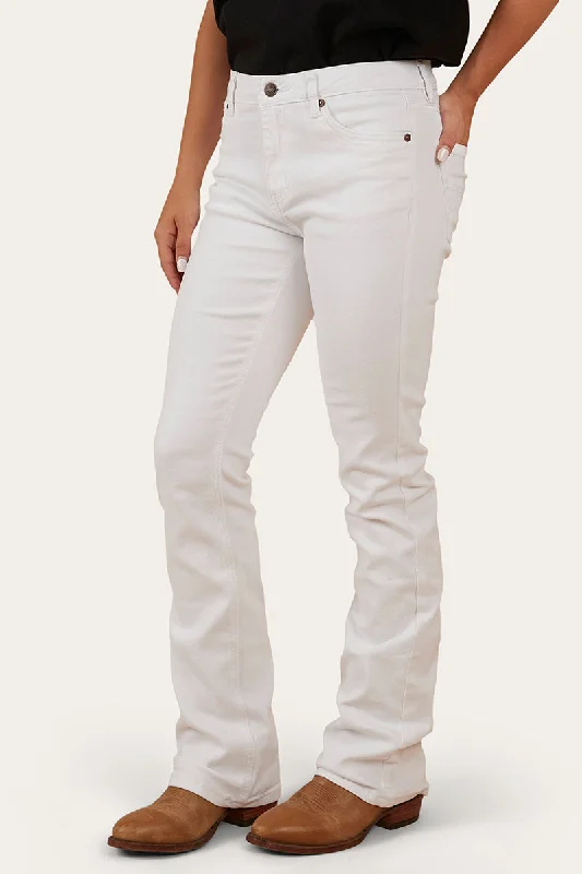 Leisure And Entertainment Katherine Womens Mid-Rise Bootleg Jeans - White