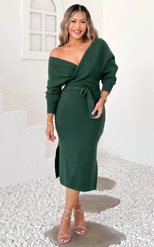 Design Must-have Catherine Knit Midi Dress - Forest Green