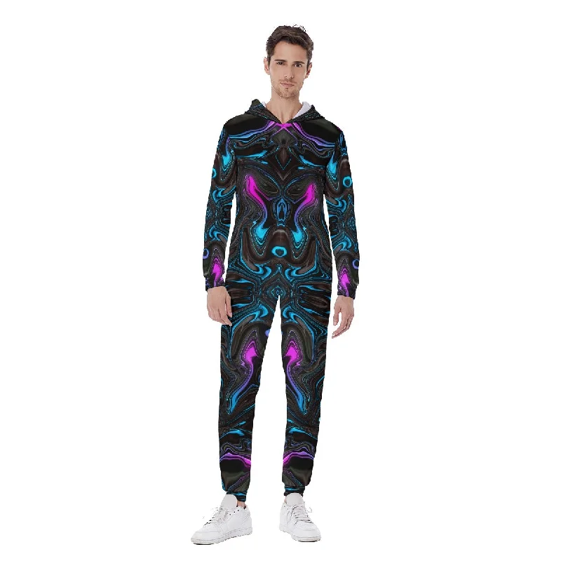 Cozy Shirts Liquid Sky Men's Hooded Jumpsuit / Bodysuit / Onesie