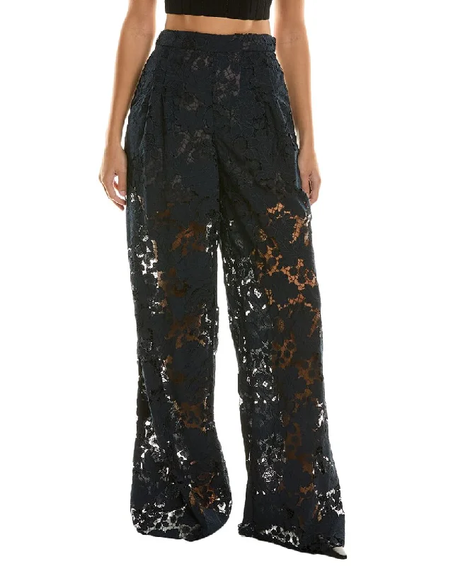Luxury Fashion Oscar de la Renta Botanical Silk-Lined Wide Leg Pant
