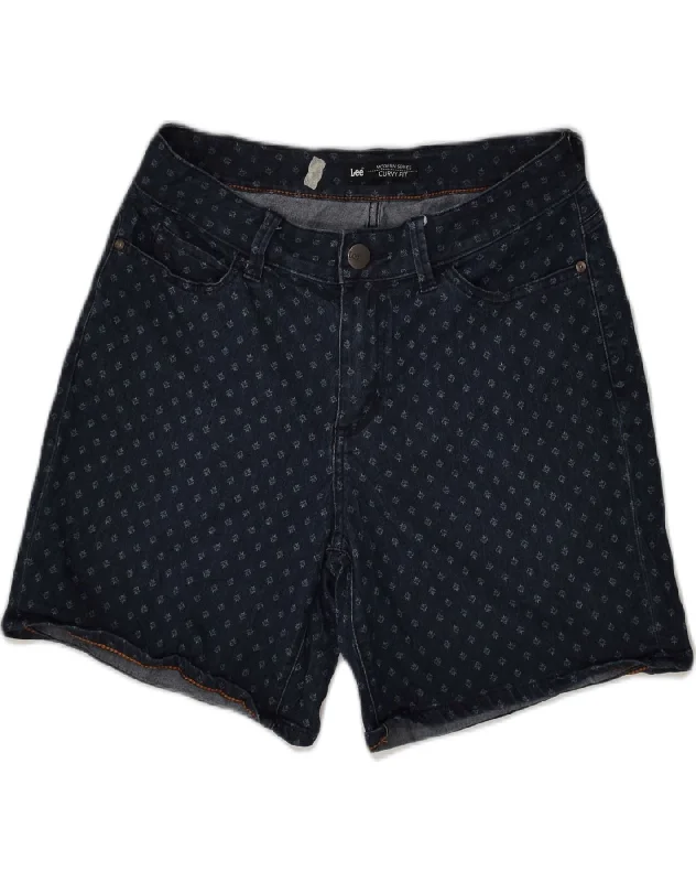 Comfortable Wear LEE Womens Curvy Fit Graphic Denim Shorts US 12 Large W30 Navy Blue Comfortable Wear LEE Womens Curvy Fit Graphic Denim Shorts US 12 Large W30 Navy Blue