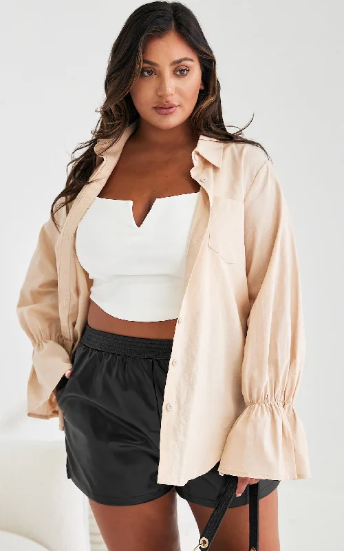 Trendy Comfort Howl Shirt Blouse - Beige