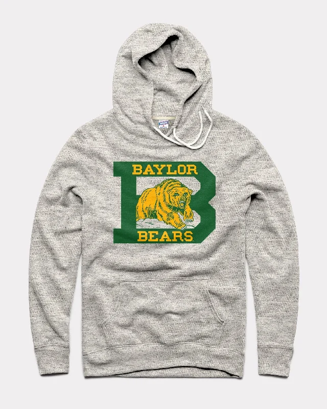 Classic Retro Baylor Bears B Monogram Athletic Grey Hoodie
