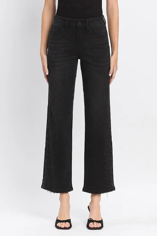Personalized Outfit VERVET by Flying Monkey HIGH RISE RHINESTONE DETAIL SLIM WIDE JEANS Aileeah
