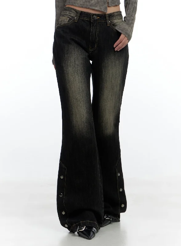 Unique Design Keira Classic Buttoned Bootcut Denim Jeans CS425