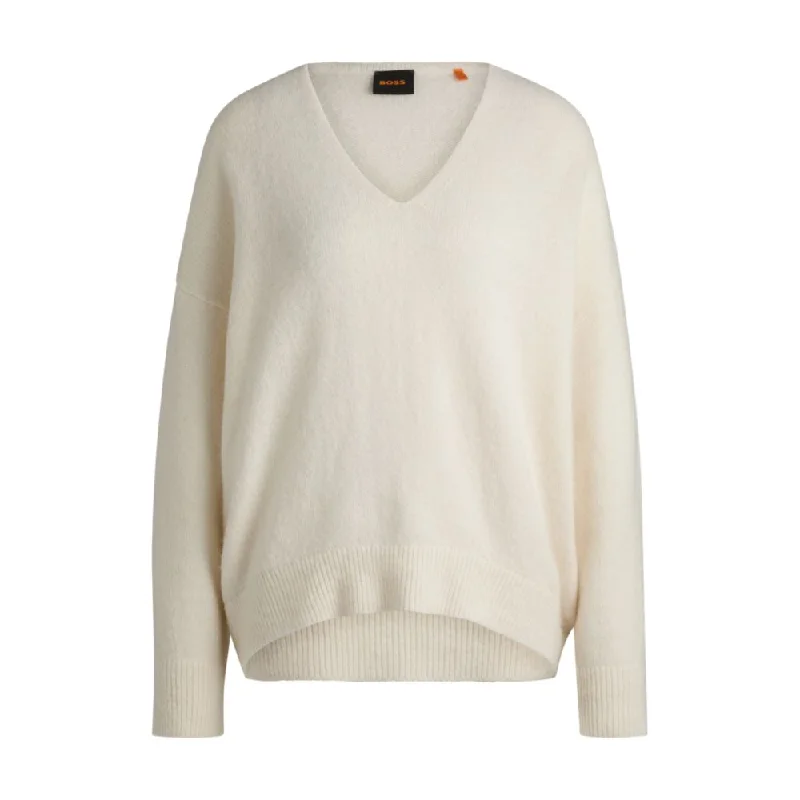 Cozy Layers Wool-blend relaxed-ft sweater with V neckline