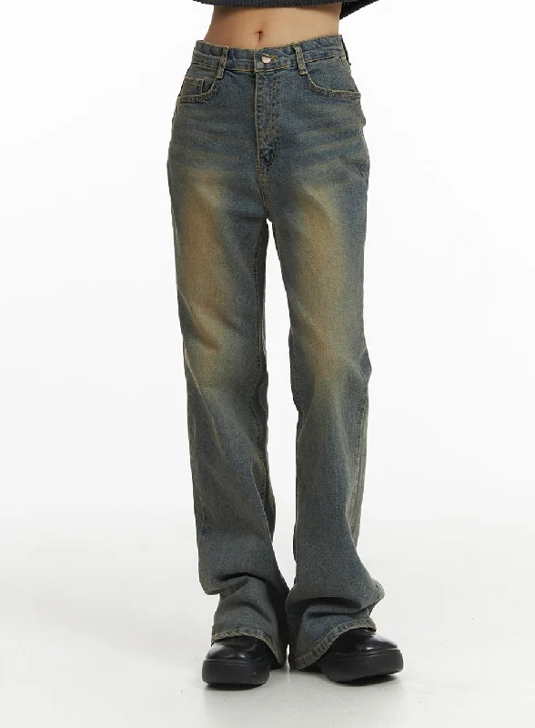 Slim Fit Washed Slim Fit Bootcut Jeans CJ431