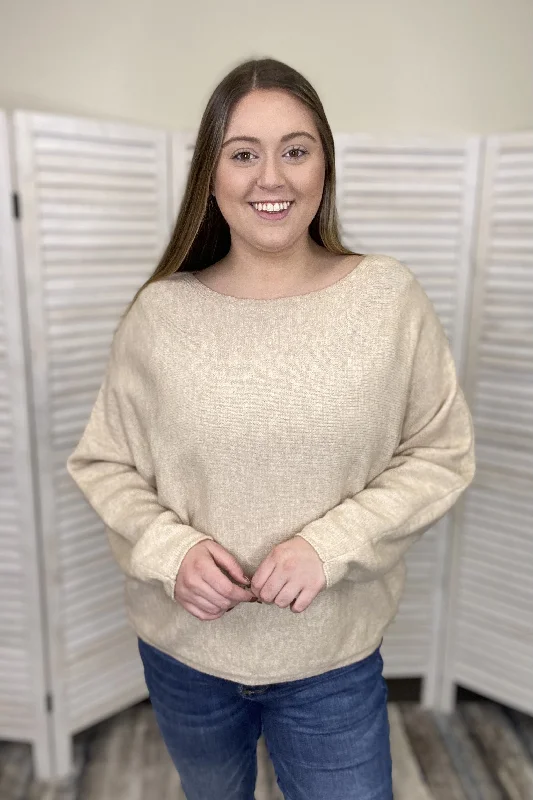 Retro Style Keep It Cool Women's Boat Neckline Long Sleeve Sweater