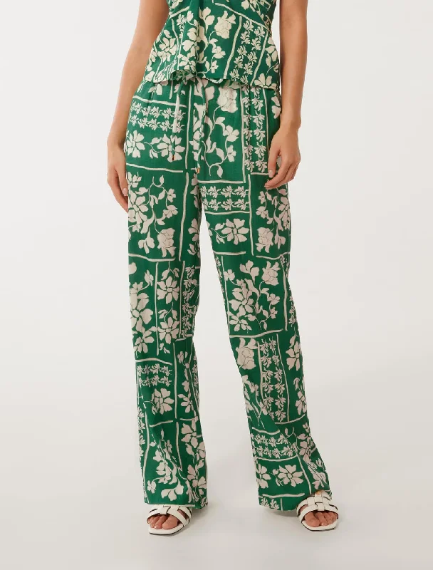 Exquisite Craftsmanship Fallon Printed Wide-Leg Pants