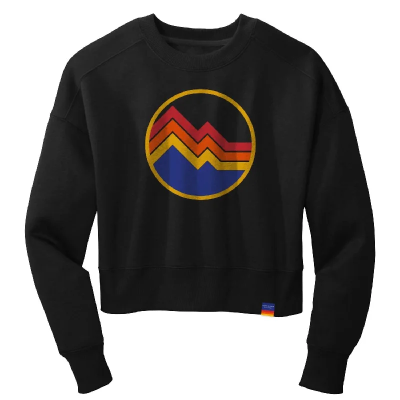 Fresh Comfort Women's Circle Mountains Cropped Crew Top In Black