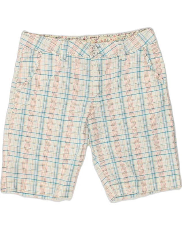 Round neck design LEVI'S Womens Casual Shorts US 12 Large W36 White Check Cotton