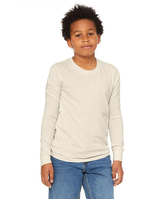 Sports Zipper Style 3501Y - Bella + Canvas Youth Jersey Long Sleeve T-Shirt | Natural Sports Zipper Style 3501Y - Bella + Canvas Youth Jersey Long Sleeve T-Shirt | Natural