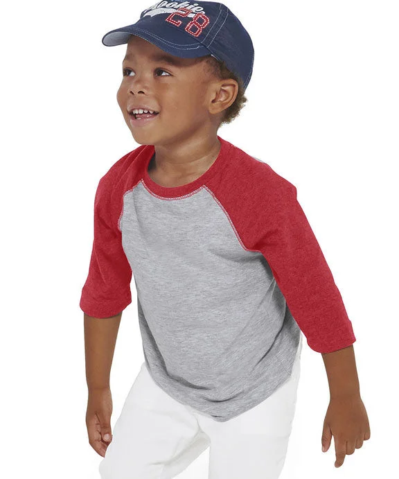 Casual Chic Wear RS3330 - Rabbit Skins Toddler Baseball T-Shirt | Vintage Heather/Red