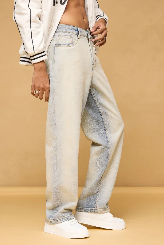 Fashion Comfort Cloud Blue Men's Baggy Jeans